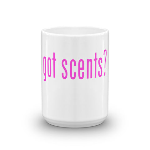 "Got Scents?" Ceramic Coffee Mug with Pink Letters - Simply Put Scents