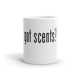 "Got Scents?" Ceramic Coffee Mug with Black Letters - Simply Put Scents