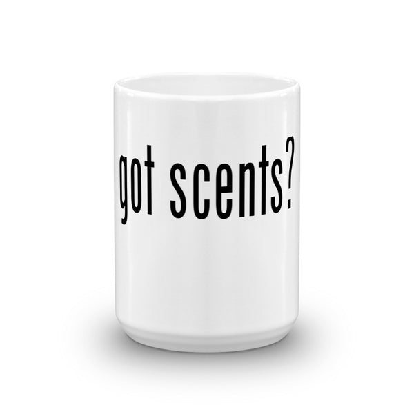 "Got Scents?" Ceramic Coffee Mug with Black Letters - Simply Put Scents