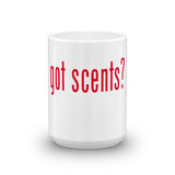 "Got Scents?" Ceramic Coffee Mug with Red Letters - Simply Put Scents